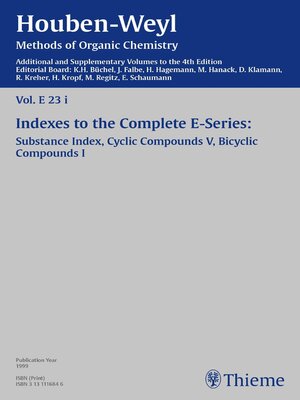 cover image of Houben-Weyl Methods of Organic Chemistry Volume E 23i Supplement